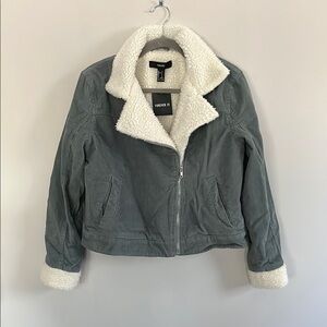 NWT Forever 21 Mint and Cream Teddy Jacket Plush Collar